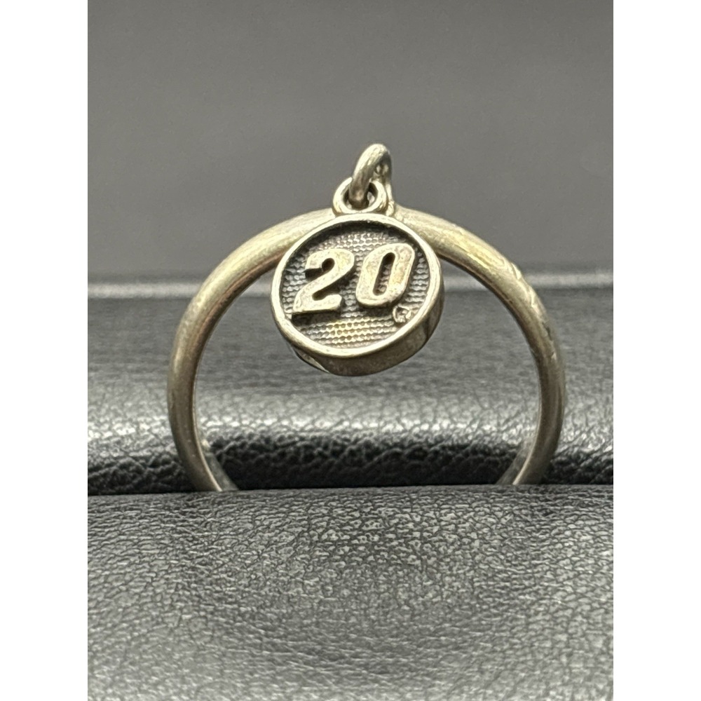 Vintage Sterling Silver Twenty "20" Dangle Charm Ring Size 7.25 H4 - Picture 3 of 11
